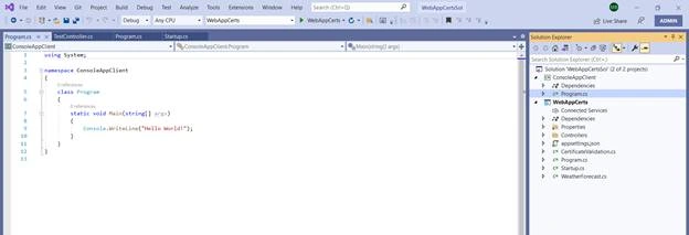 Creating a .NET 5 client to call an API protected by certificates