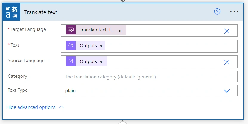 Power App that translates text using Power Automate