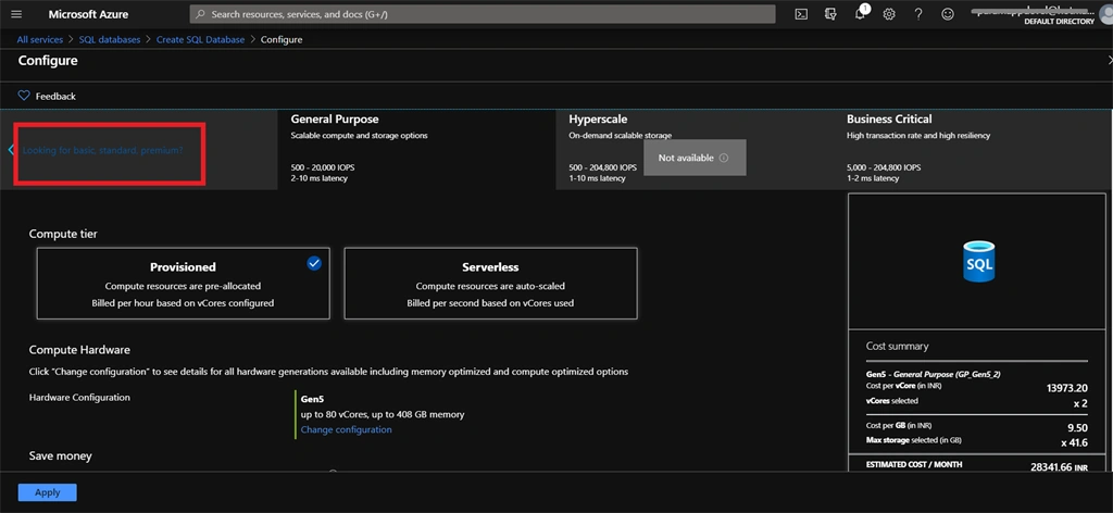 Creating A SQL Database In Azure Cloud