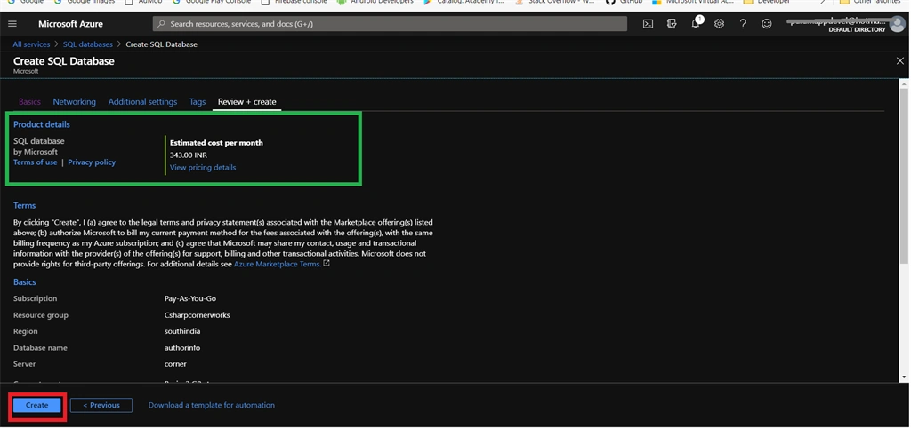 Creating A SQL Database In Azure Cloud