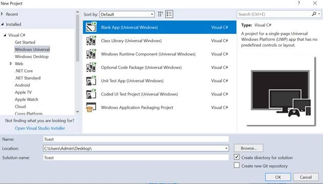 Creating A Toast Notification Containing Image, Selection-Box And Buttons