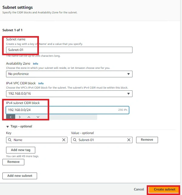 Add new Subnet