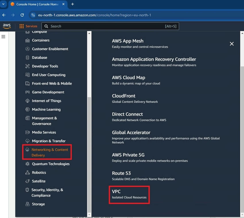 AWS console