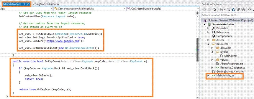 Web View Control in Xamarin