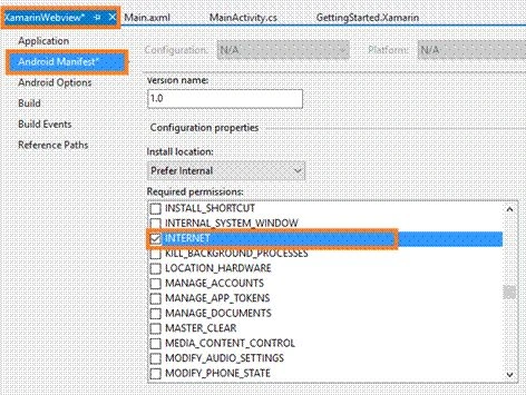 Web View Control in Xamarin
