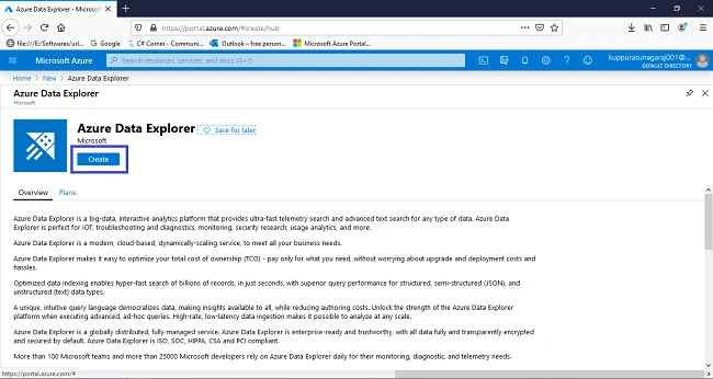 Creating An Azure Data Explorer Cluster And Database In Azure