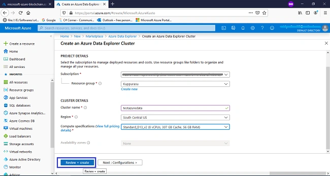 Creating An Azure Data Explorer Cluster And Database In Azure