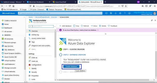 Creating An Azure Data Explorer Cluster And Database In Azure