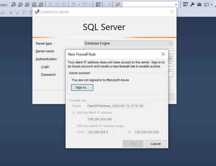 Connect to Azure Database