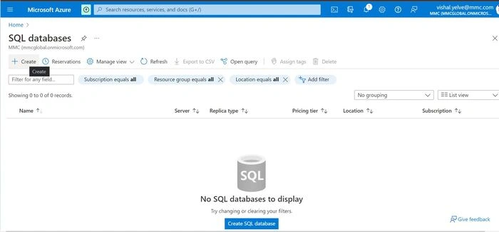 Create SQL Database