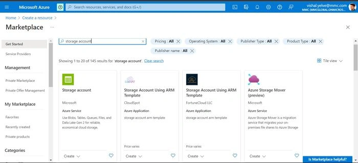 Search Storage Account