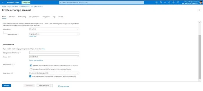 create storage
