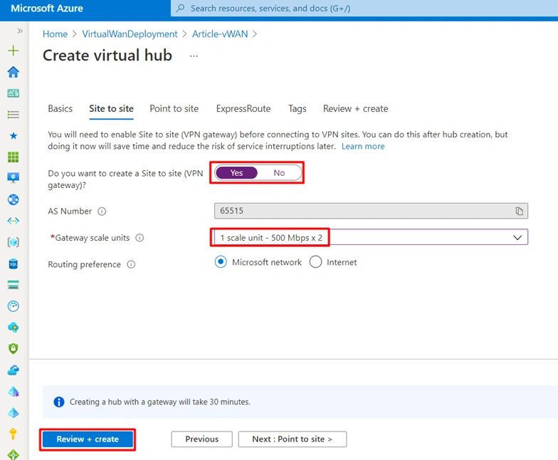 Creating an Azure Virtual WAN