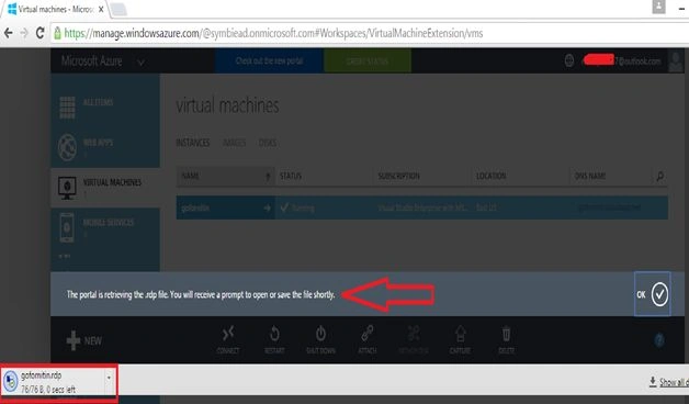 click on to downloaded .rdp file