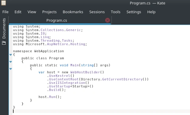 Source code for the Program.cs file