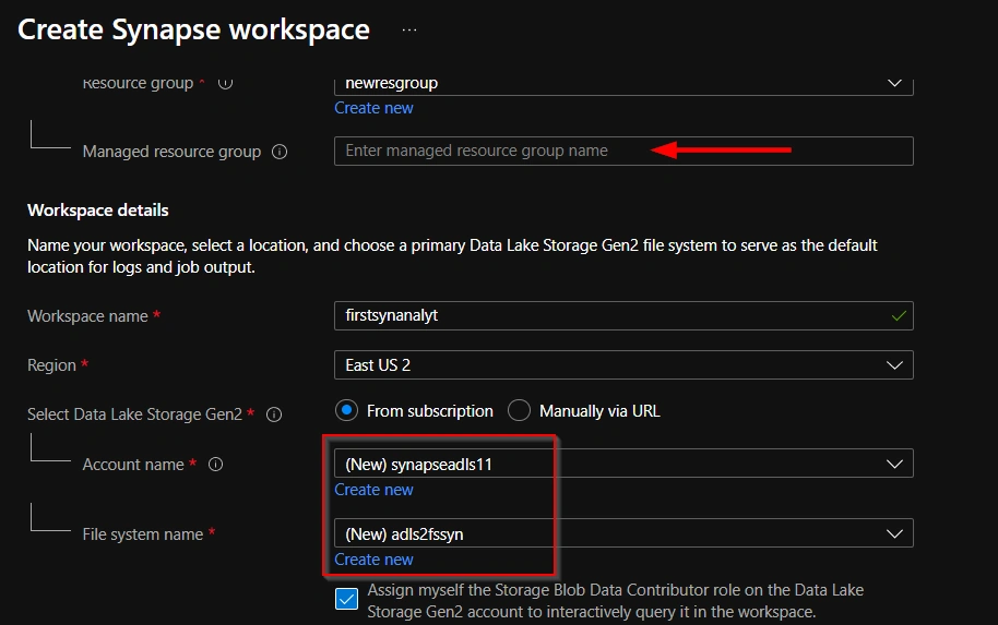 Creating Apache Synapse Analytics Workspace