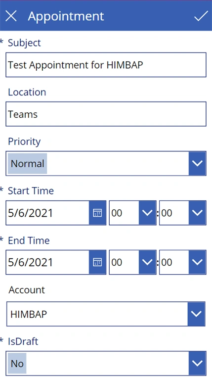 Creating Appointment For Customers Using Canvas App