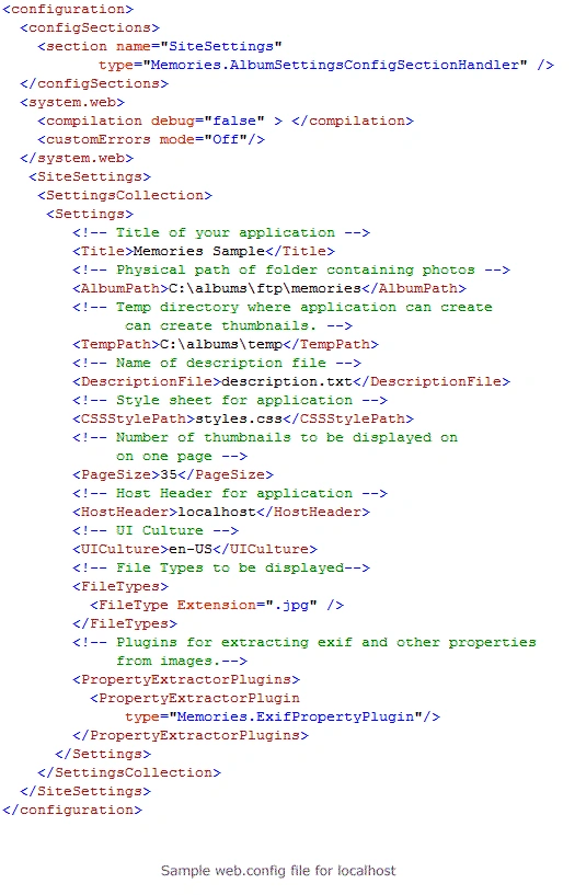 Web.config for localhost