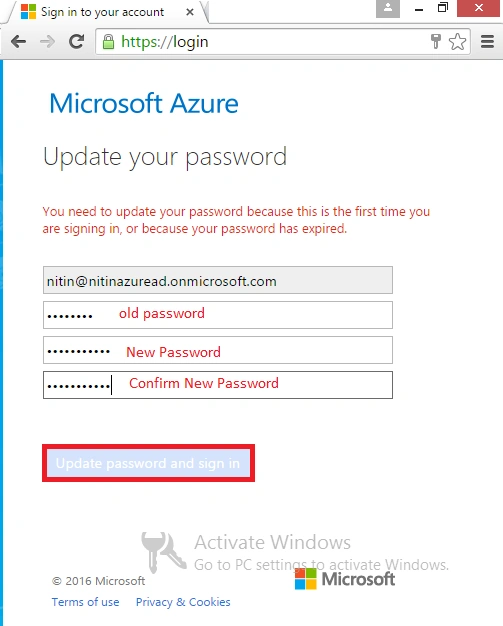  update your password