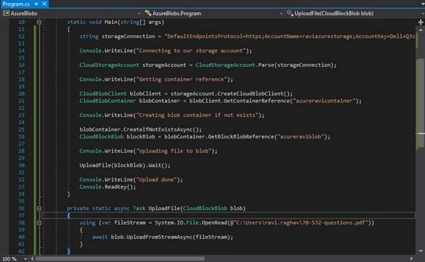Creating Azure Blobs using ASP.NET Core C# Console Application