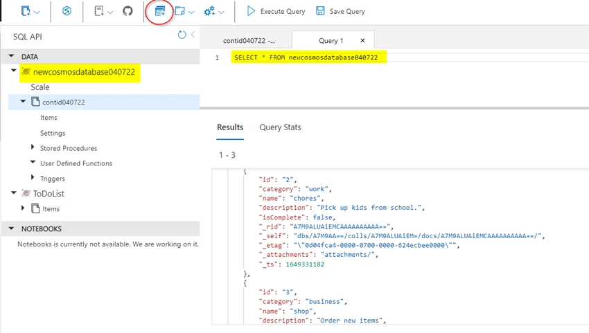Creating Azure Cosmos DB resources from the Azure portal