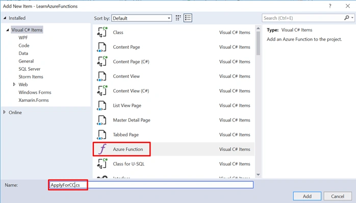 Creating Azure Functions In Visual Studio 2017 - HTTP Triggered Azure Functions