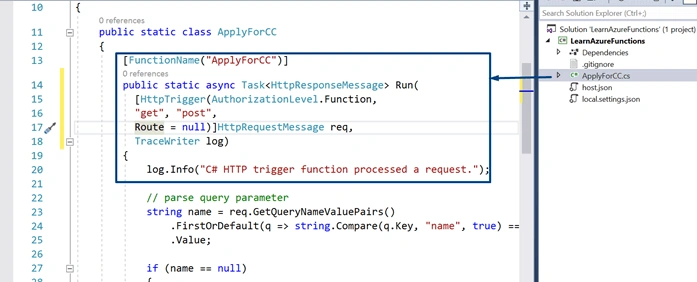 Creating Azure Functions In Visual Studio 2017 - HTTP Triggered Azure Functions