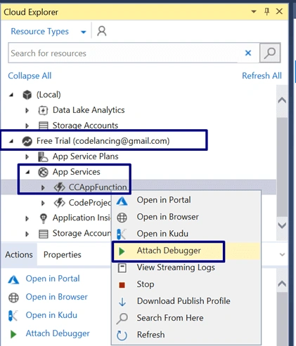 Creating Azure Functions In Visual Studio 2017 - HTTP Triggered Azure Functions