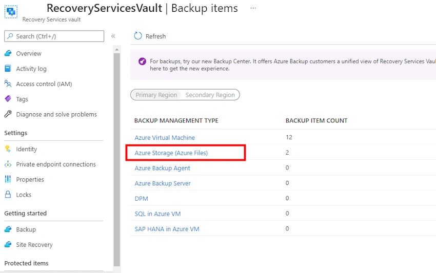 Creating Backups using Recovery Services Vaults