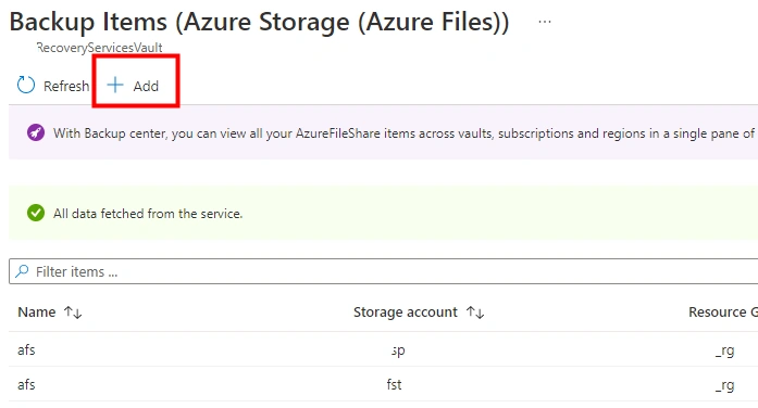 Creating Backups using Recovery Services Vaults