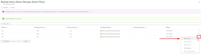 Creating Backups using Recovery Services Vaults