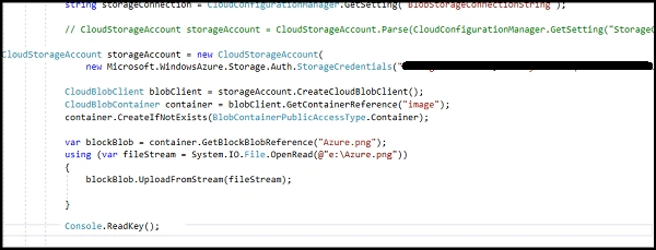 Creating Blob Storage Using Visual Studio
