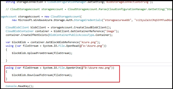 Creating Blob Storage Using Visual Studio