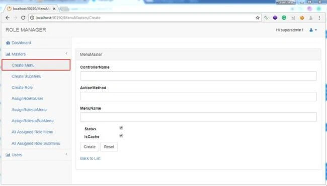 Create Menu