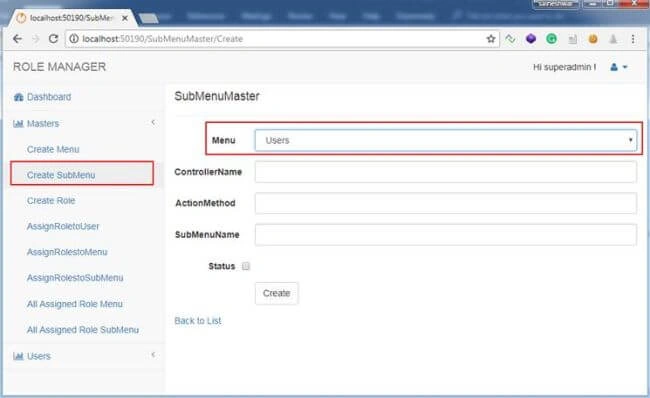 Create Submenu