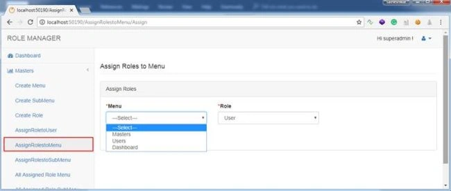 Assign Roles to Menu