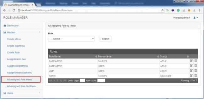 Assign Roles to Menu