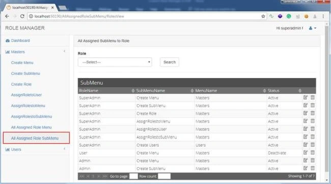 Assign Roles to SubMenu