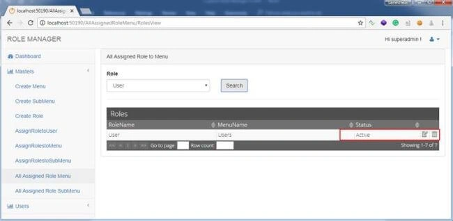 Activate, Deactivate and Delete Assigned Menu