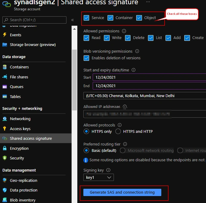 Creating External DataSource in Azure Synapse Analytics