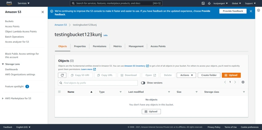 Creating Free Tier AWS account with Free S3 storage account