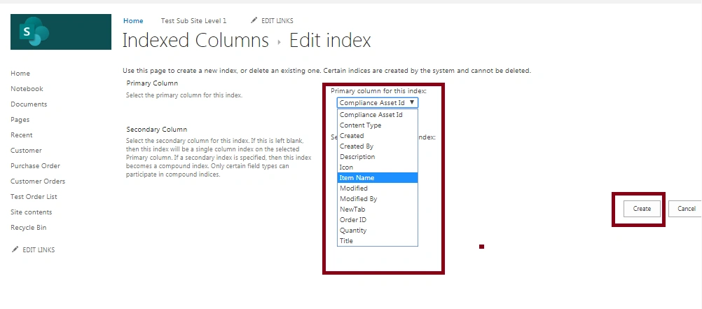 Steps To Create Indexed Column In SharePoint
