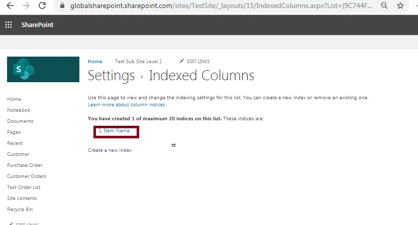 Steps To Create Indexed Column In SharePoint