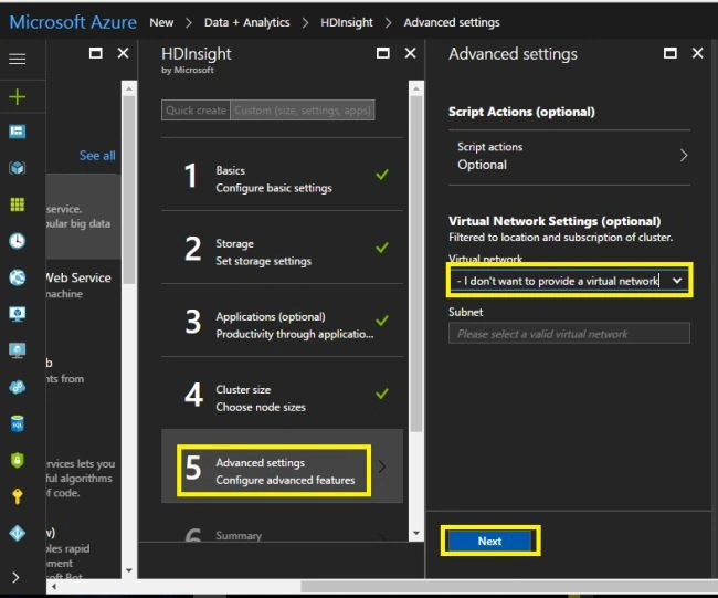 HDInsight settings