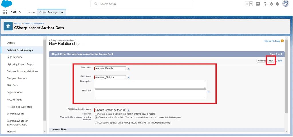 Creating Look-Up Realitionship Between Two Fields In Salesforce Object