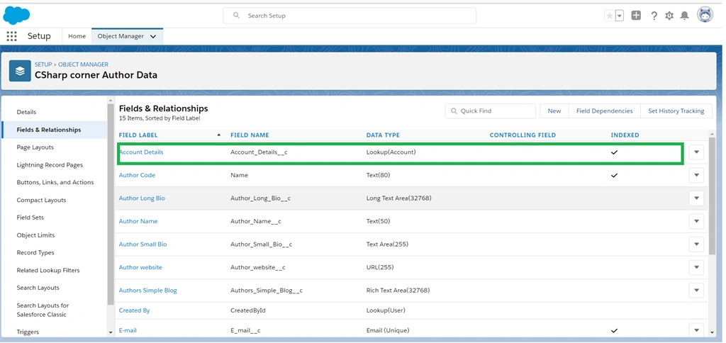 Creating Look-Up Realitionship Between Two Fields In Salesforce Object