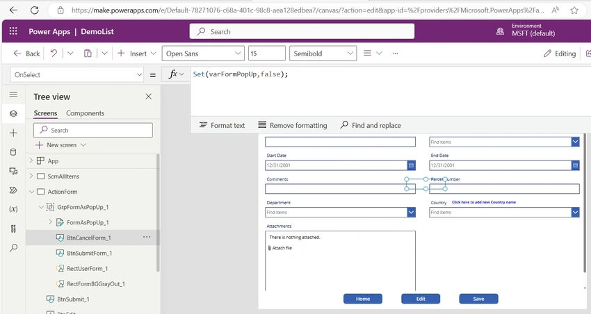 Cancel form