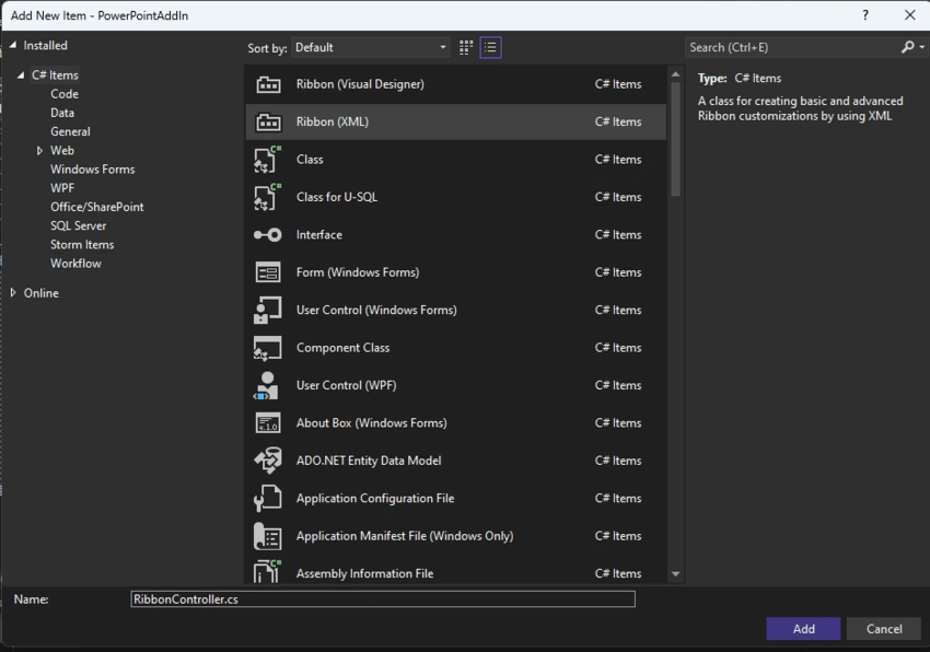 Creating PowerPoint Add-in using VSTO