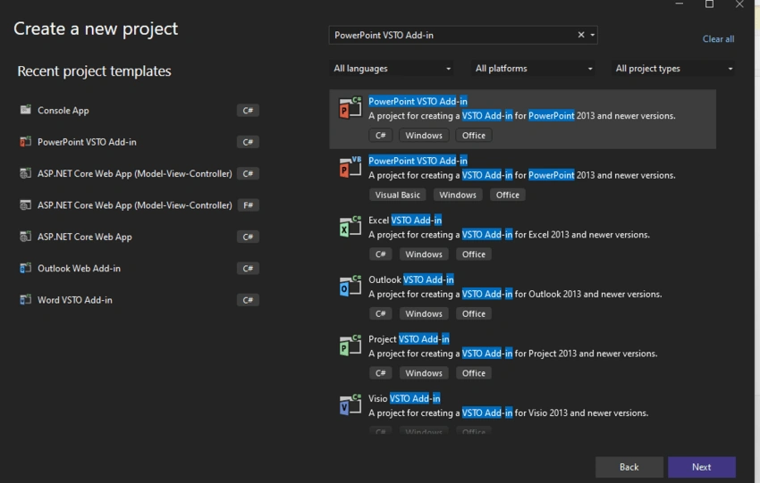 Creating PowerPoint Add-in using VSTO