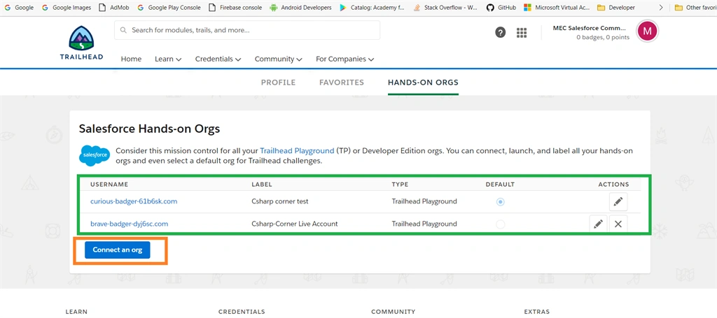 Creating Salesforce Developer Edition Account And Connect With Trailhead Org